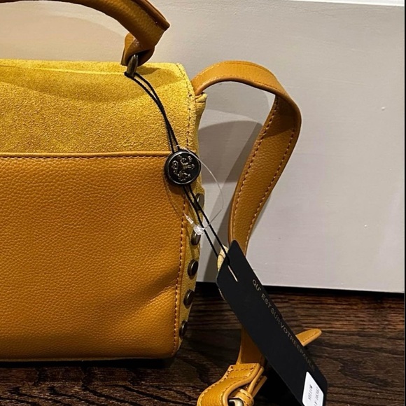 Lionel Pebbled Leather & Suede Riveted Handbag Purse, NWT - Picture 4 of 9